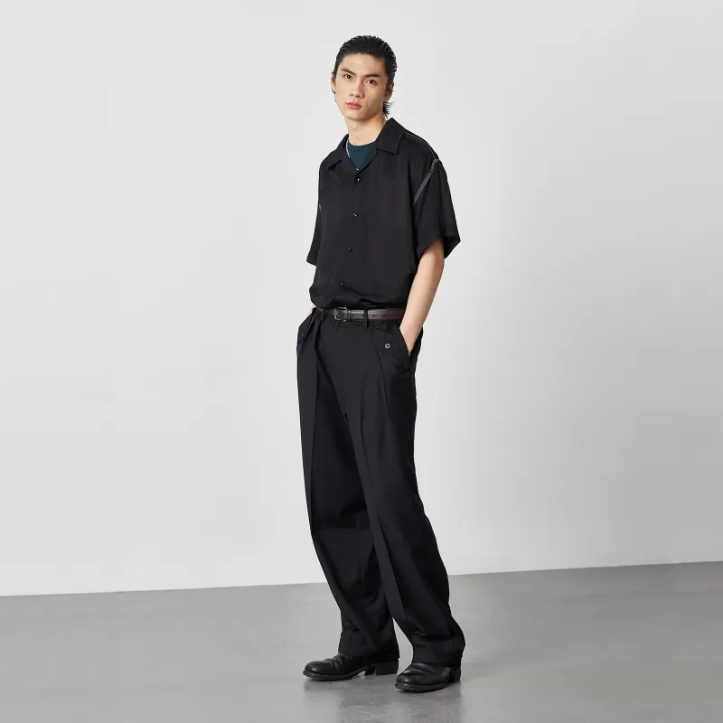 OPICLOTH Straight Casual Pants Unisex Black-2