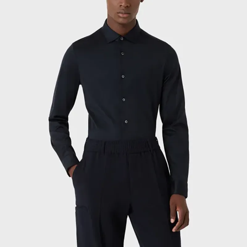EMPORIO ARMANI Curved Hem Buttoned Shirt-2