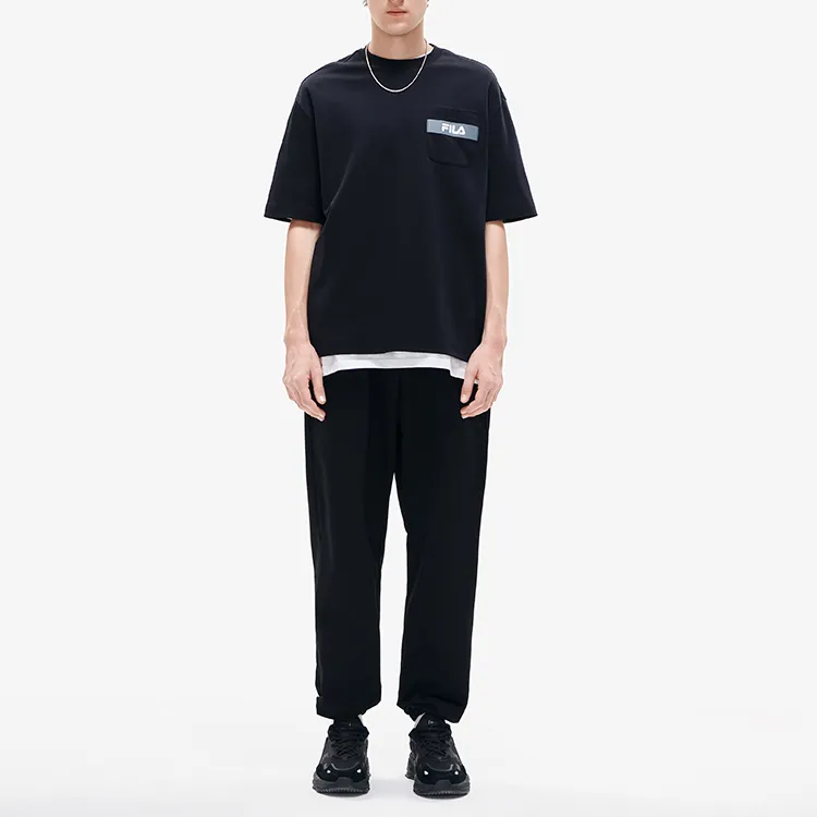 FILA Drop Shoulder Sleeve T Shirt Men's Jet Black-4