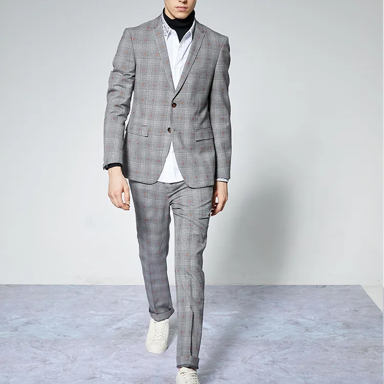 DAVID NAMAN Suit Trousers Men Gray Plaid-2
