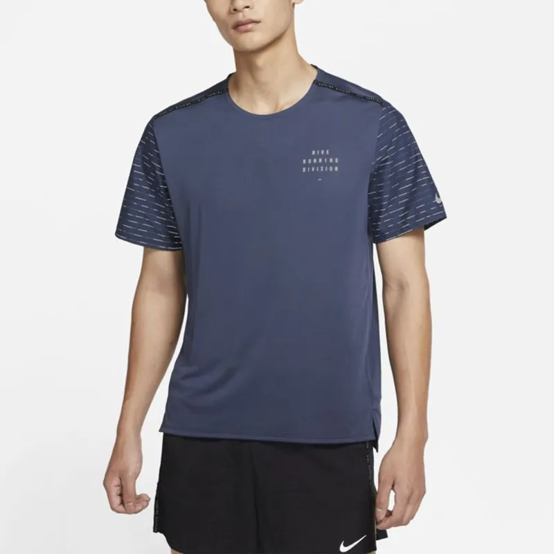Nike T Shirts Men Navy Blue-2