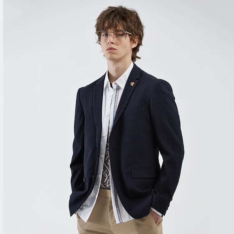 DAVID NAMAN Business Suits Men Navy Blue-4