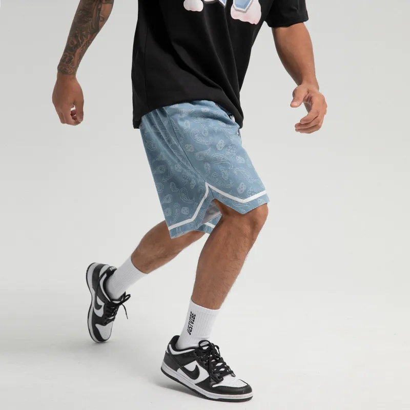 JUST VIBE Loose Fit Shorts Unisex Washed Blue-6