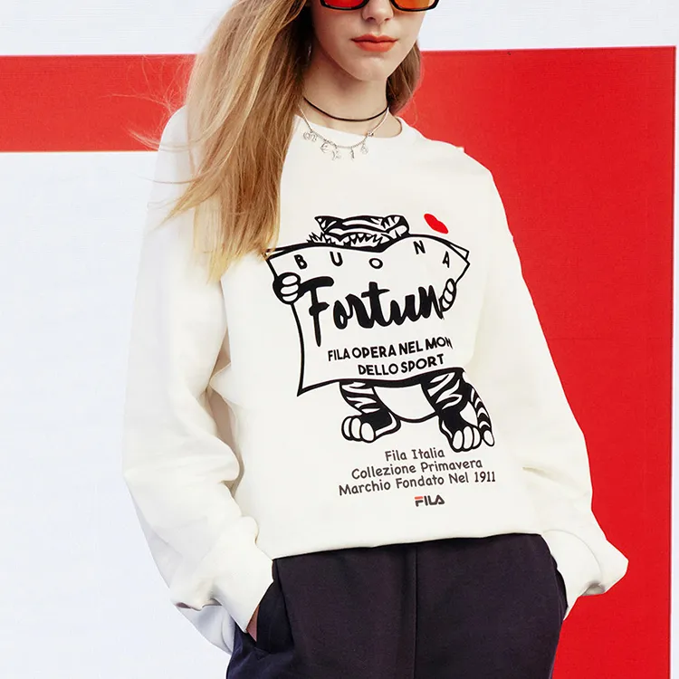 FILA Co branded Year Of The Tiger Collection Sweatshirts Unisex Cloud White-3