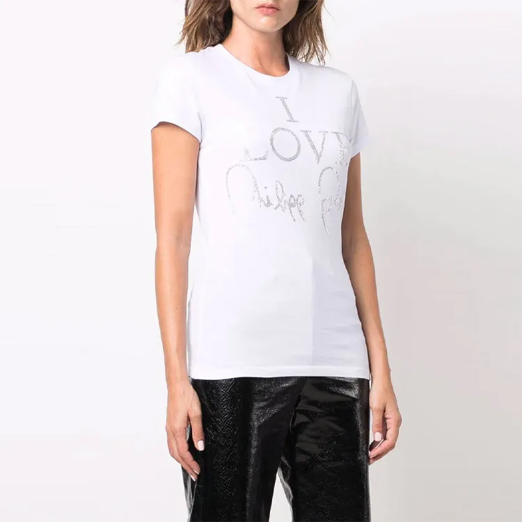 PHILIPP PLEIN I Love Crystal embellished T shirt-3