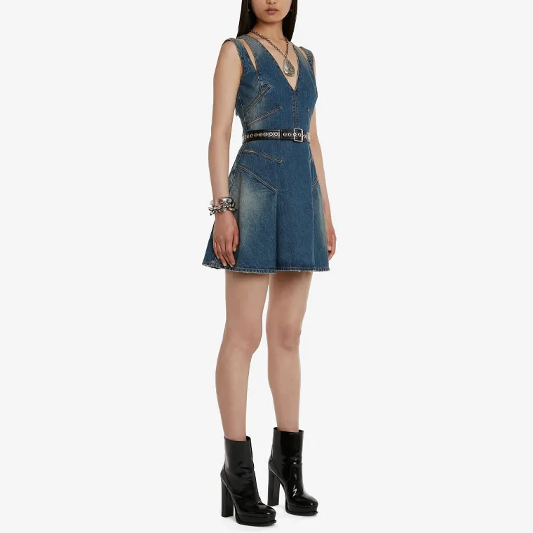 Alexander McQueen Denim Mini Dress-3
