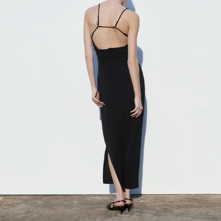 ZARA Slip Dresses Women's Black-3