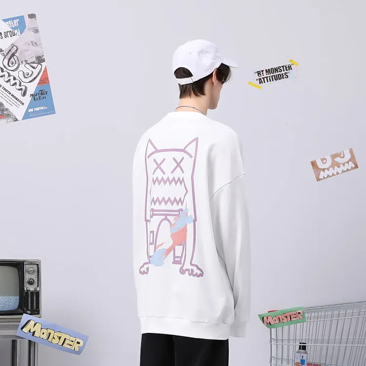 Bt Crew Neck Loose Fit Regular Sweatshirt Unisex White-6