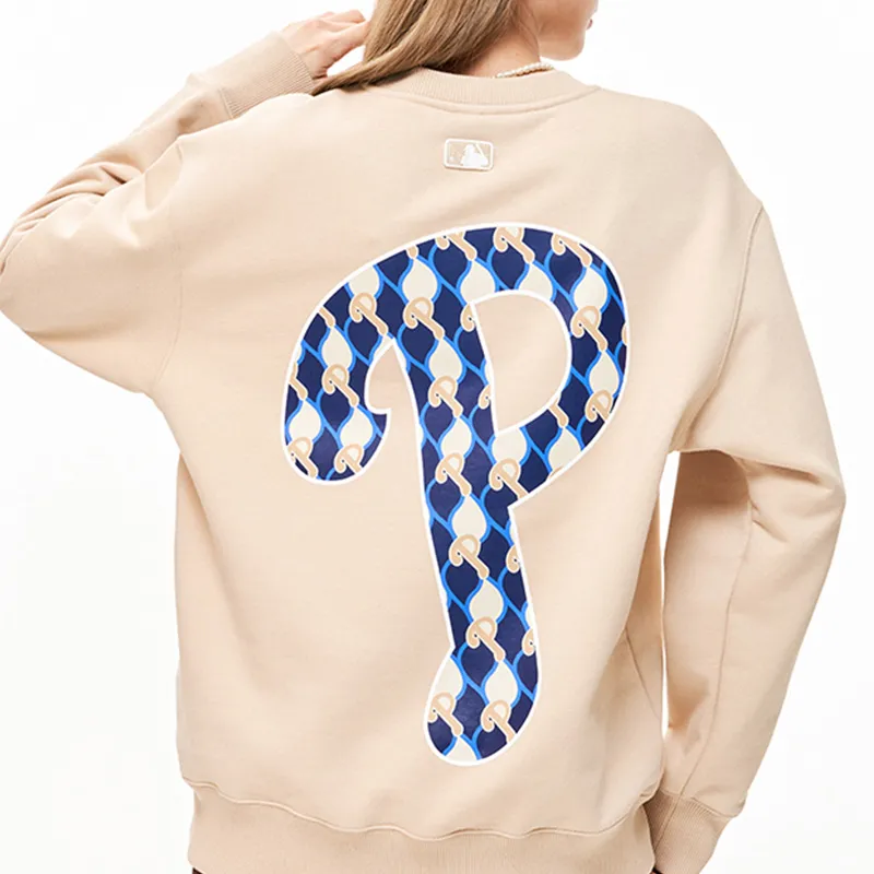 MLB Old Flower Sweatshirts Unisex Light Sand Brown-3