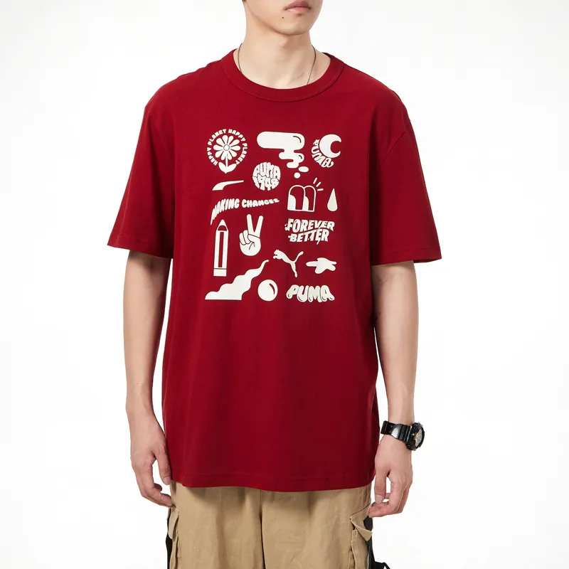 PUMA T-Shirts Men Burgundy-2