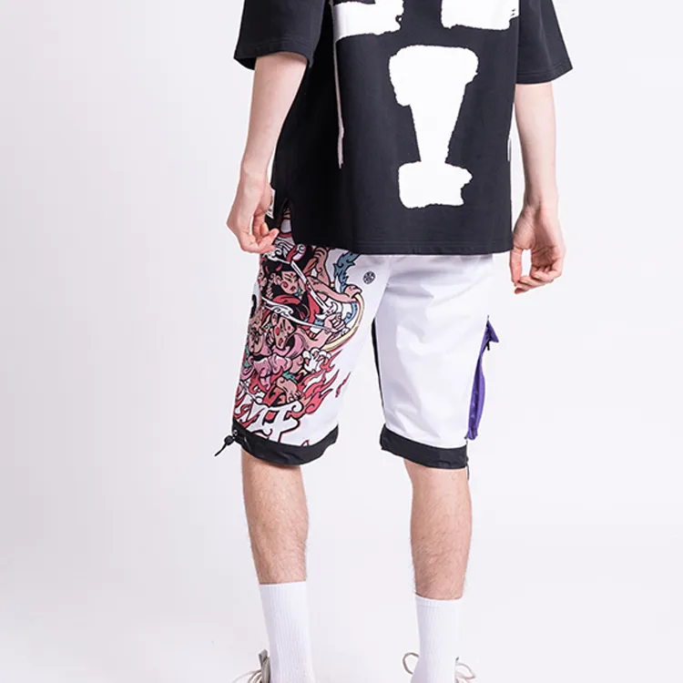 WOOKONG Loose Fit Shorts Men's Black White-3