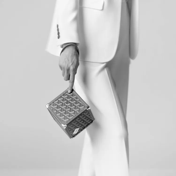 GOYARD Dé Canvas With Leather Wrist Bag Women's Black/Tan-4