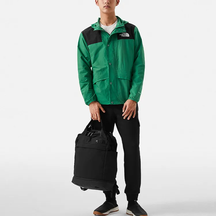 THE NORTH FACE Men's Logo Print Color Block Zip-Up Hooded Jacket Green-1