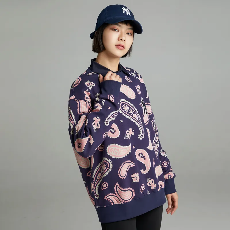 MLB Cashew Flower Sweatshirts Unisex Marine Blue-4