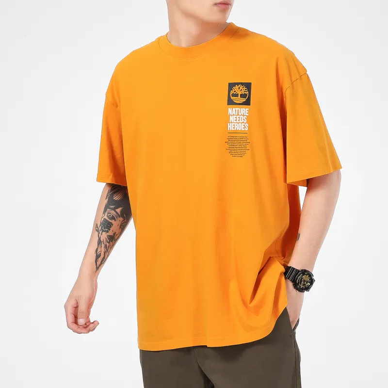 Timberland T-Shirts Men Orange Red-2