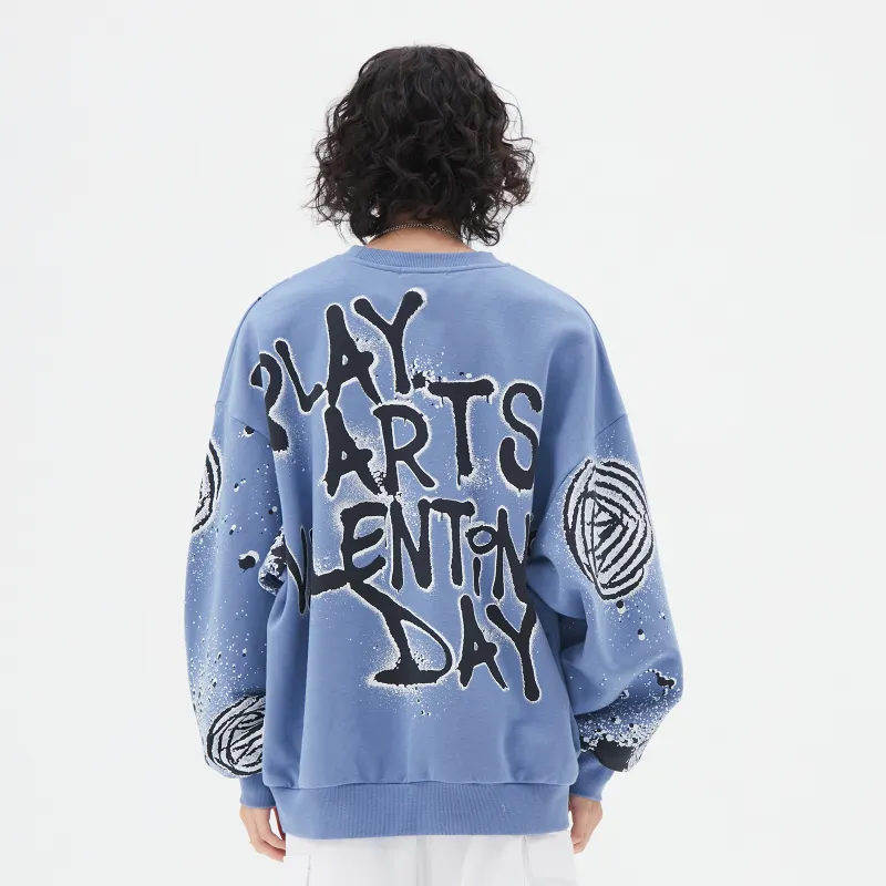 Thankque x Pazcat Crew Neck Loose Fit Sweatshirt Unisex-11