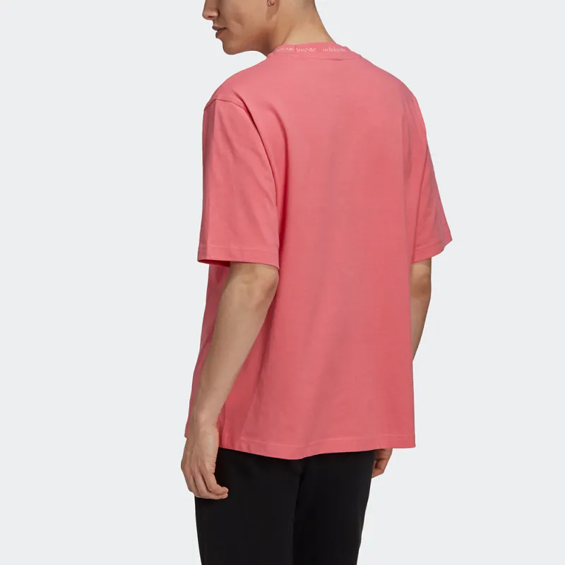 Adidas Originals Drop Shoulder Sleeve T Shirt Men's Rose Red-2