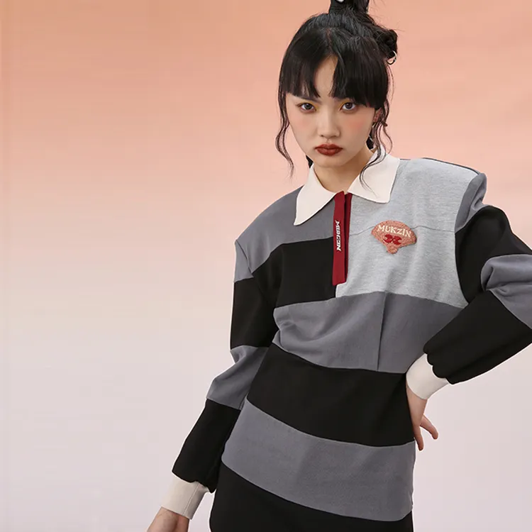 MUKZIN Long-Sleeved Dresses Women's Stripes-1