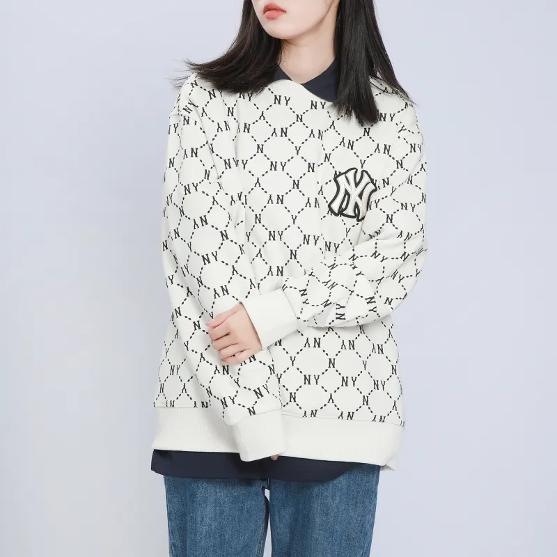 MLB Old Flower Sweatshirts Unisex Cream-5