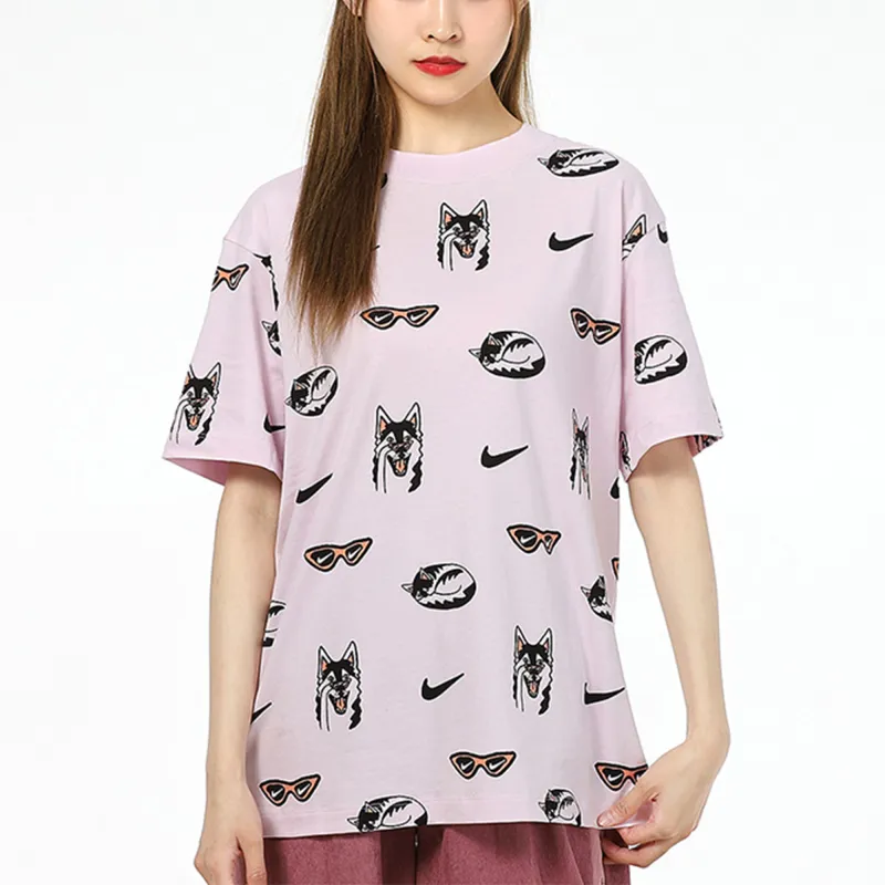 Nike Drop Shoulder Sleeve T Shirt Women's Pink-2