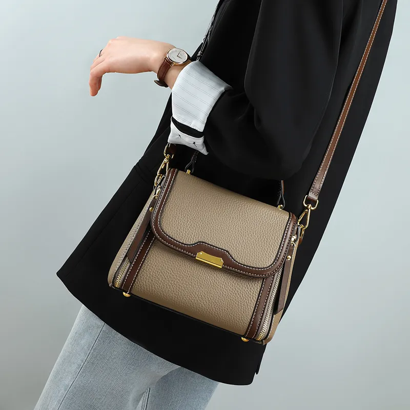 VINEY Cow Leather Handbag, Shoulder Bag, Crossbody Bag, Mom Bag Regular Women's Multicolor-6