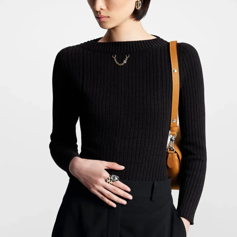 LOUIS VUITTON Ribbed Knit Bateau Pullover-3