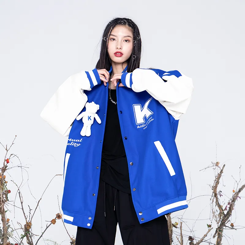 KILLWINNER Cartoon Baseball Collar Loose Fit Thickened Puffer Jacket Unisex-11