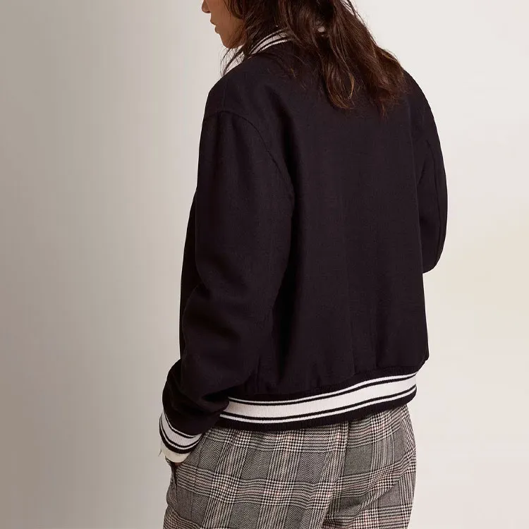 Golden Goose Logo Embroidered Striped Baseball Jacket-2