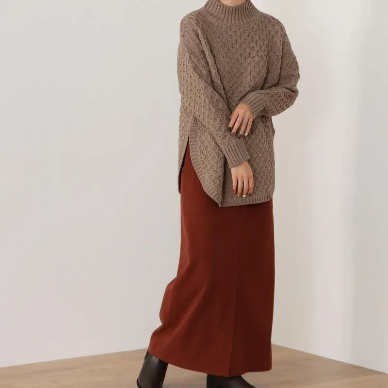 Beams Casual Long Skirts Women's Brown-2