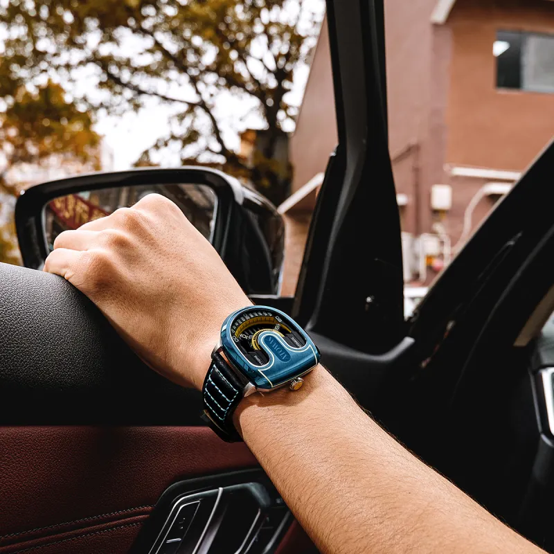 ATOWAK Supercar Wrist Watch Automatic Mechanical Movement Genuine Leather Strap 46.5*40.5mm Black Dial Men's Watches-9