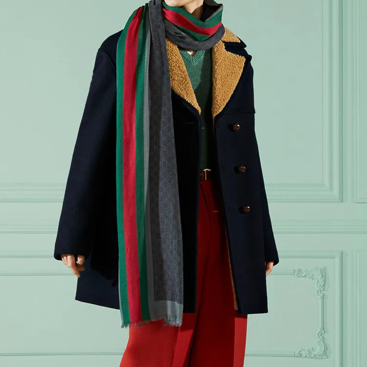GUCCI Monogram Striped Scarf-2