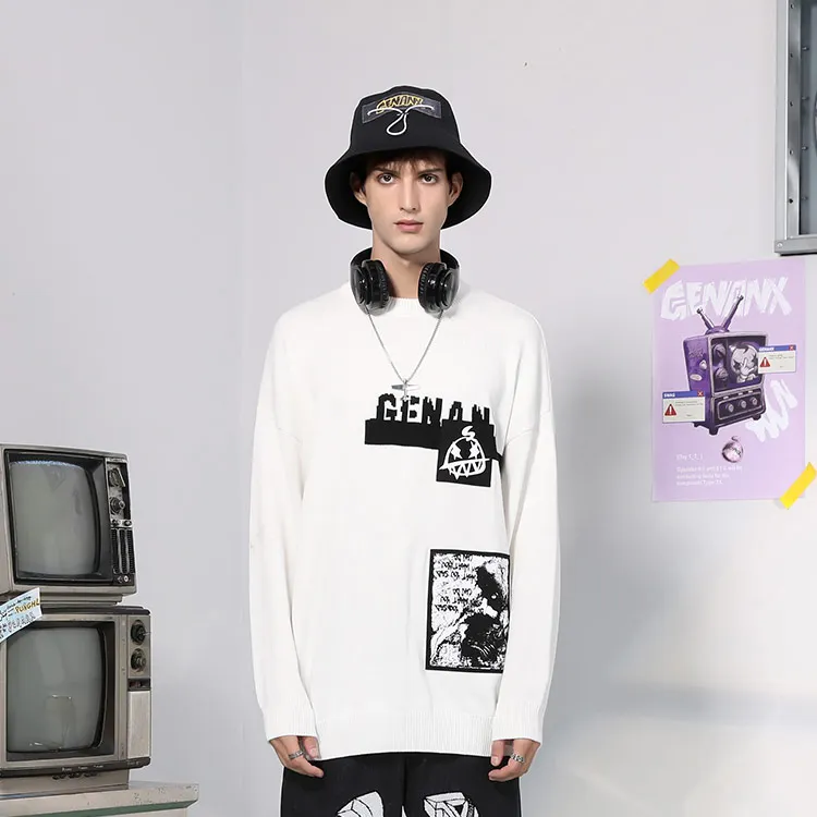 GENANX Sweaters Unisex White-2