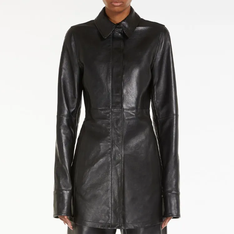 SportMax Leather Jackets Women's Black-1