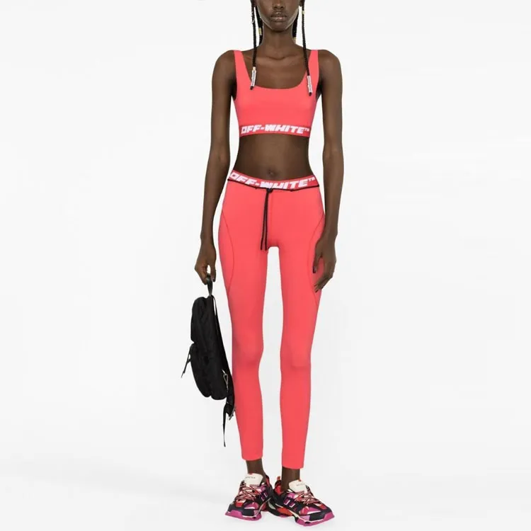 OFF WHITE Logo Tape Performance Leggings Light Red-2