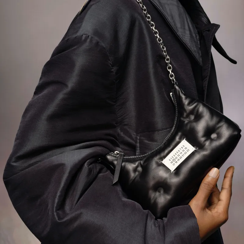 Maison Margiela Sheepskin With Calfskin Shoulder Bag, Crossbody Bag Regular Women's Black-5