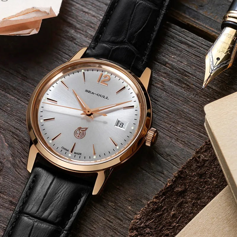 Sea Gull Tribute Automatic Mechanical Movement Genuine Leather Strap Watch Men's Watches White Dial D51SG-5