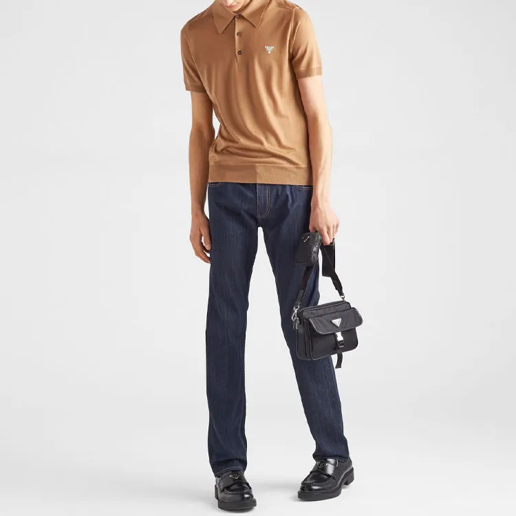 PRADA Polo Shirts Men Camel Brown-1