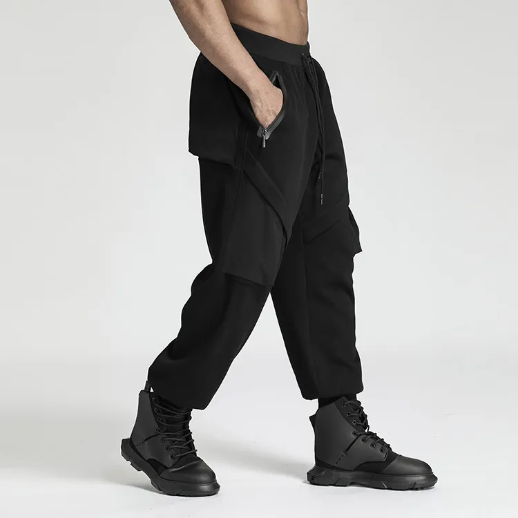 NORVINCY Warm Breathable Elastic Waistband Solid Color Casual Pants Unisex-4