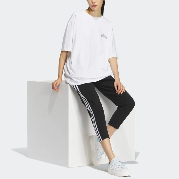 Adidas Originals Drop Shoulder Sleeve T Shirt Women's White-3