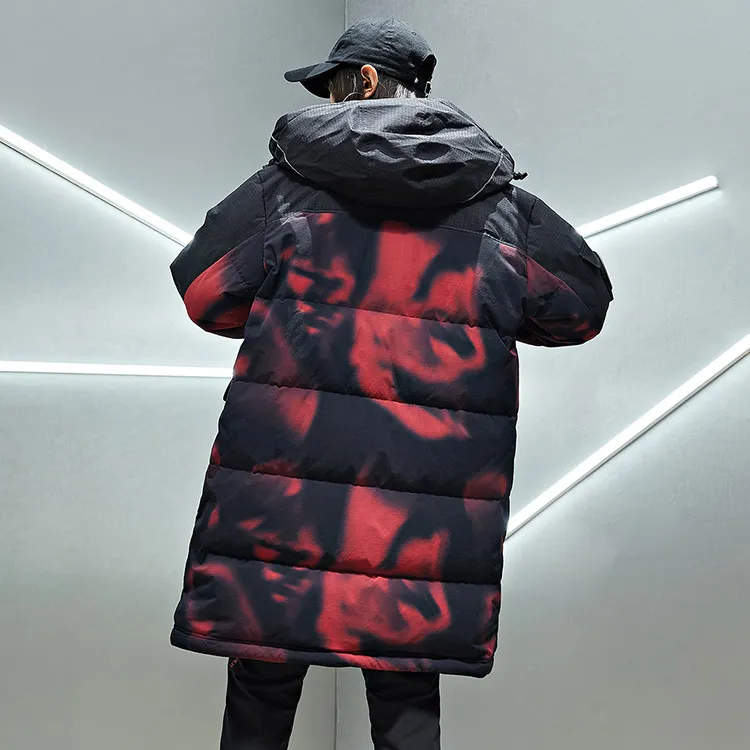 Kappa Colorblock Letter Hooded Mid Length Down Jacket Unisex-7