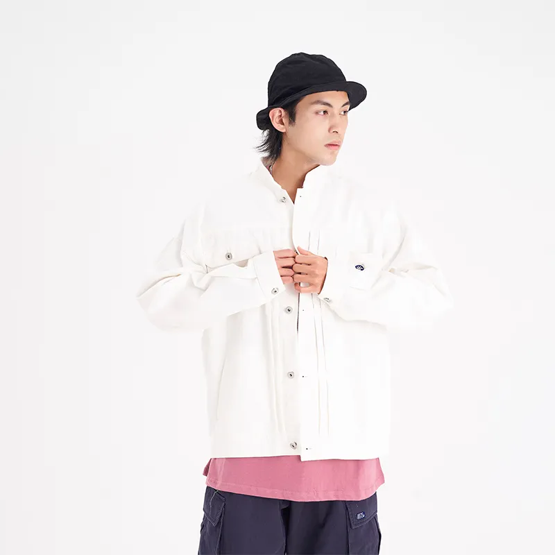 YAOJIUJIUQI Loose Fit Denim Jacket Unisex-3