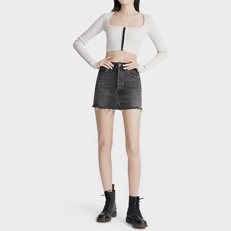 AGOLDE Denim Short Skirts Women's Black-4