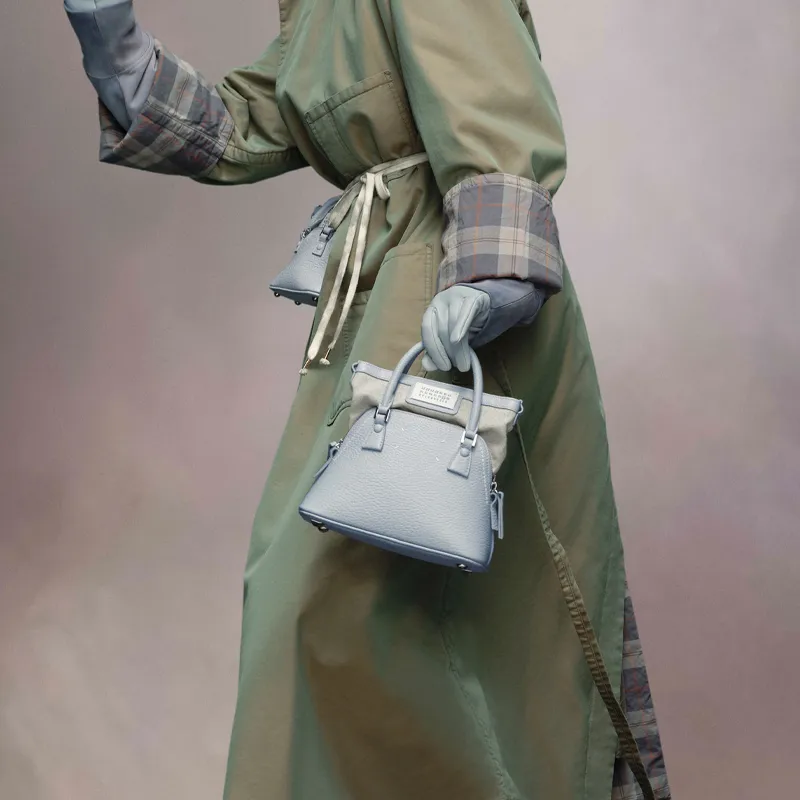 Maison Margiela Cow Leather Shoulder Bag, Crossbody Bag, Handbag Women's Light Blue-4