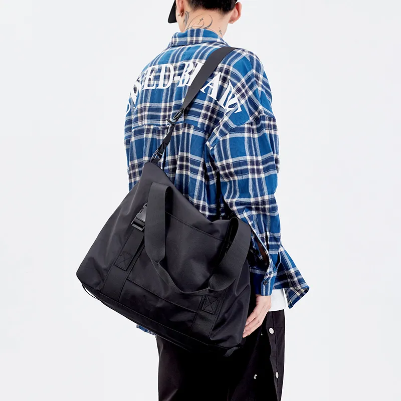 MYEDITION Travel Bag, Handbag, Shoulder Bag Nylon Fabric Black Unisex-11