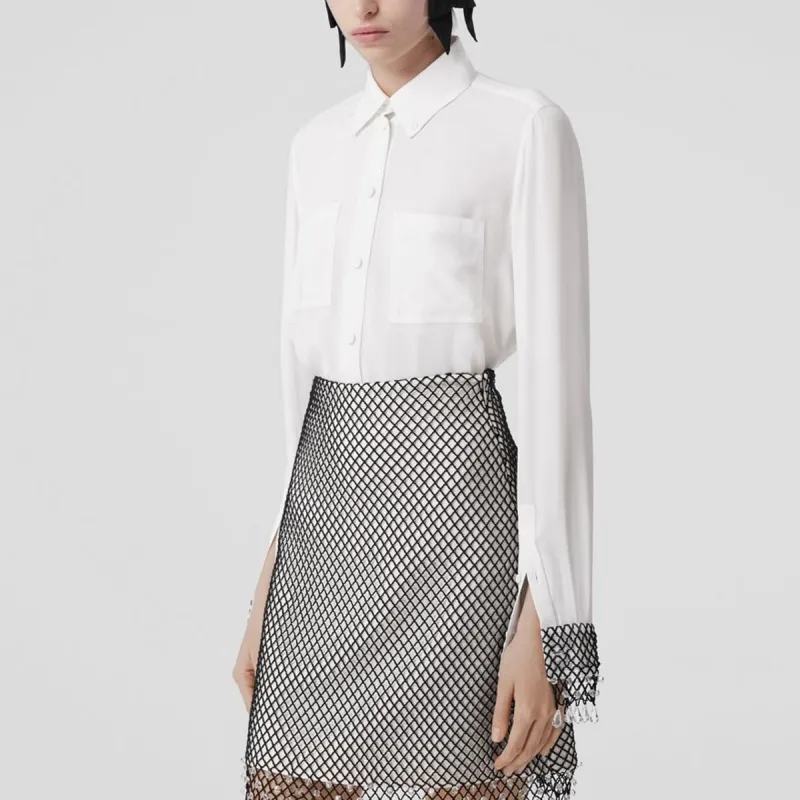 Burberry Logo patch Layered Silk Shirt-3