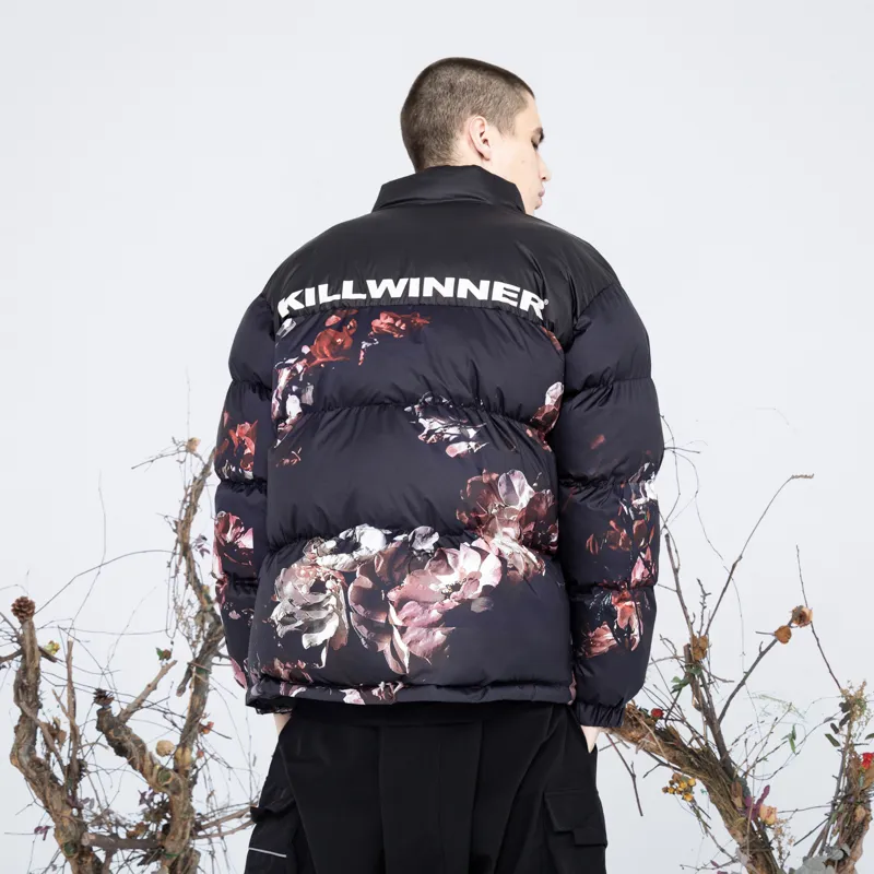 KILLWINNER Letter Stand Collar Loose Fit Thickened Puffer Jacket Unisex Black-6