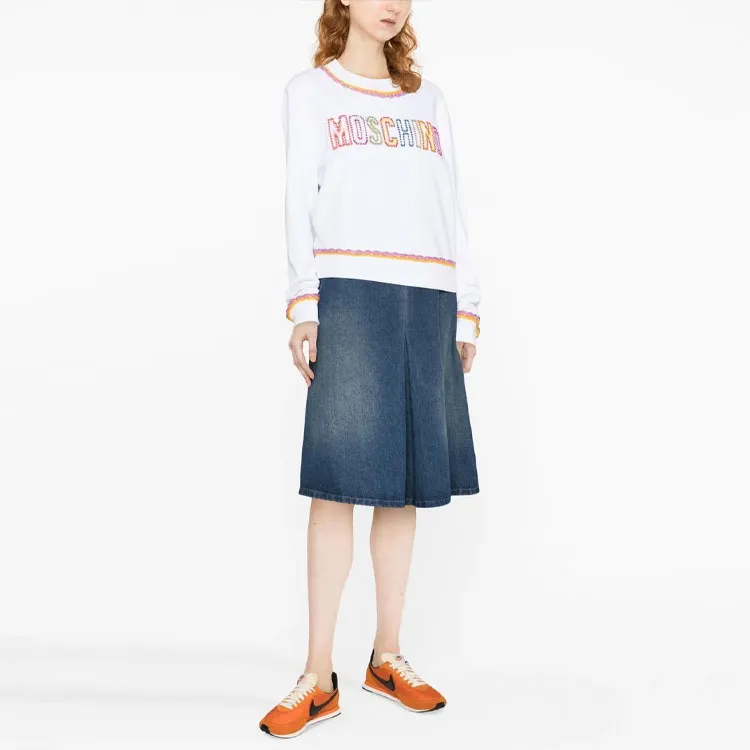 MOSCHINO Macramé Trim Crewneck Sweatshirt-2