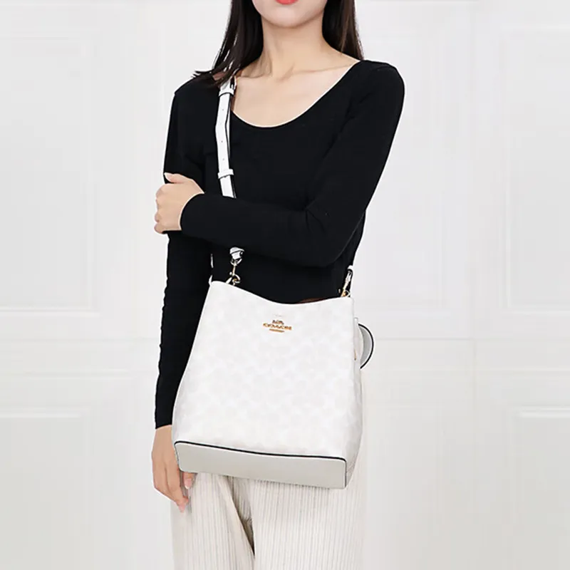 COACH Town PVC Bucket Bag Portable Crossbody Bag Shoulder Bag Regular Women's Glacier White-2