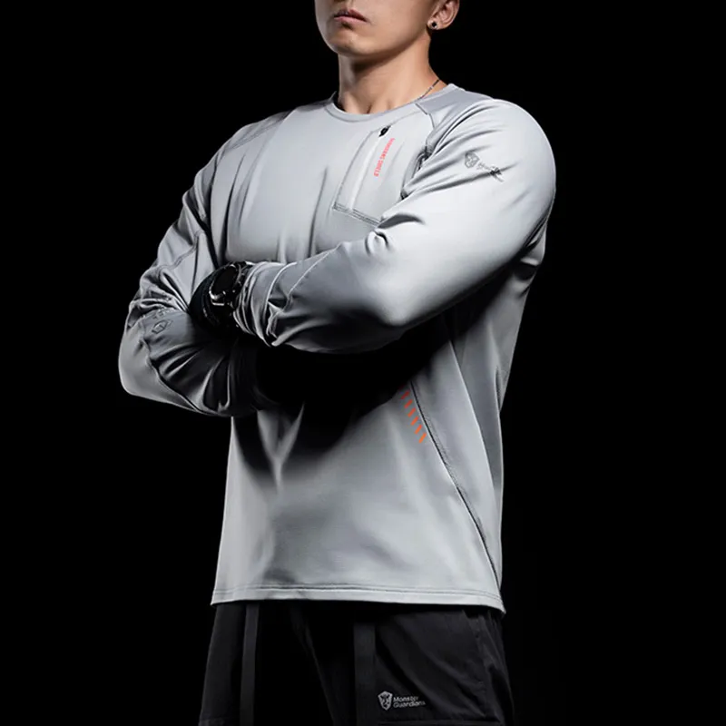 Monster Guardians Long Sleeved T Shirt Men's Cool Mountain Gray-3