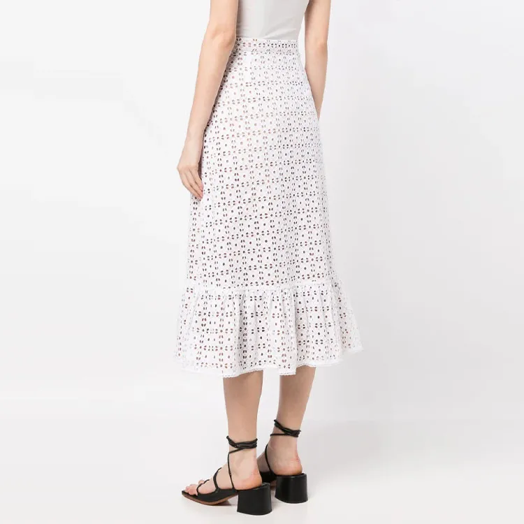 MICHAEL KORS Eyelet detail Cotton Midi Skirt-2